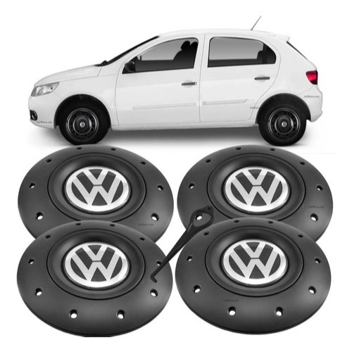 Kit Jogo Calota Centro De Roda Ferro Vw Aro 13 14 15 Amarok Gol G3 G4 G5 G6 Voyage G5 G6 Saveiro G3