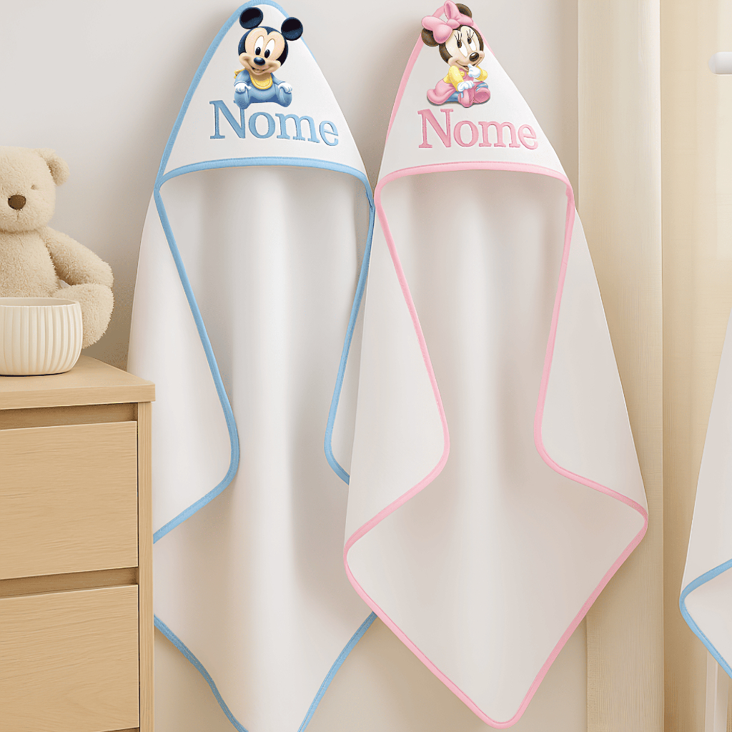 Toalha Infantil de Bebe Personalizada Com Nome Varias Estampas
