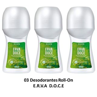 Kit com 3 unidades Desodorantes Roll-On Antitranspirante Erva Doce- AVON - Feminino em Oferta na Shopee