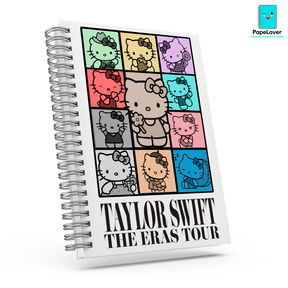 Caderno Hello Kitty The Eras Tour com brinde especial - Taylor Swift - Capa dura, impressão HD.