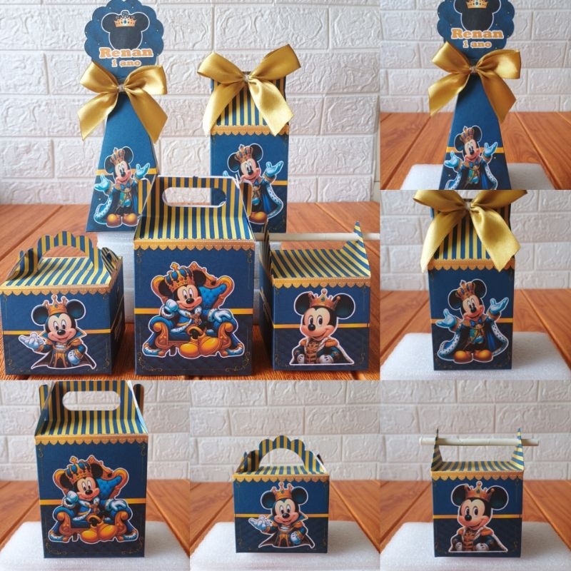 PEGUE E MONTE - Caixinhas Personalizadas Mickey Realeza Príncipe para aniversário/ Kit Caixinhas Lembrancinhas Festa