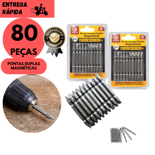 Kits 80/50/40 ou 30 Ponta Magnética Imantada p/  Parafusar Bits Chave Aço Liga Alta Dureza Furadeira