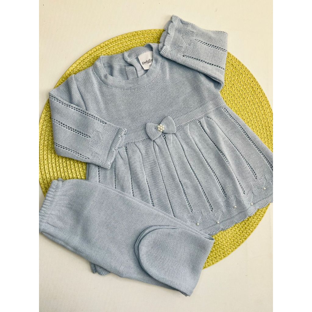Saída maternidade menina em tricô vestido com calça RN