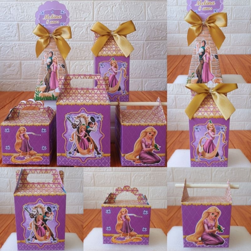 PEGUE E MONTE - Caixinhas Personalizadas Enrolados Rapunzel para aniversário/ Kit Caixinhas Lembrancinhas Festa