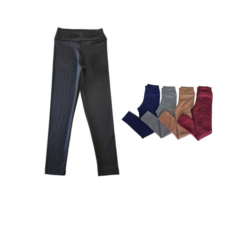 Kit 2 Calças Legging Infantil e Juvenil de Suplex Peluciada Feminina - Leg Menina