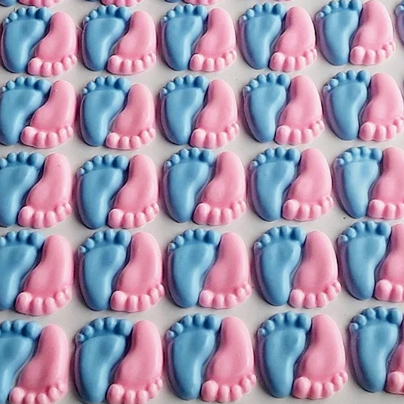 200 Mini Sabonete Pezinhos - (100 Pares) para Lembrancinha Chá Revelação Chá de Bebê - Cor e aroma chat