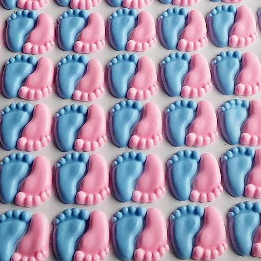 150 Mini Sabonete Pezinhos (75 Pares) para Lembrancinha Chá Revelação Chá de Bebê - Cor e aroma chat