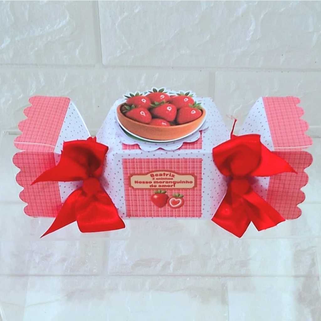 Caixa Bala Moranguinho do Amor Semi-montada-Caixa personalizada-Lembrancinha personalizada-Lembrancinha de aniversário-