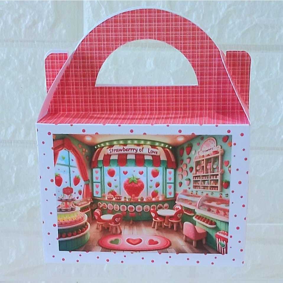 Caixa Maleta Moranguinho do Amor Semi-montada-Caixa personalizada-Lembrancinha personalizada-Lembrancinha de aniversário