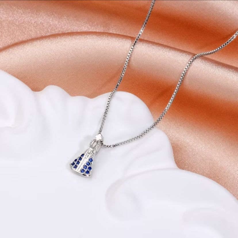 Colar Nossa Senhora Aparecida Santinha Folheado Ouro 18k Prata 925