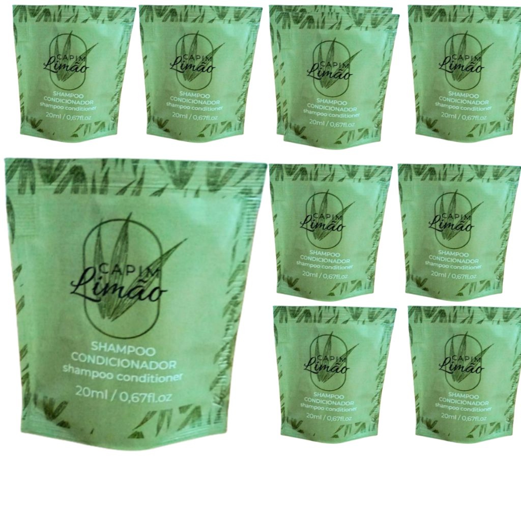 Kit 100 Mini Shampoos 2x1 Capim limão 20 ml REALGEMS – Pousada, Hotel, Motel, Hospital, Airbnb, Spa em Oferta na Shopee