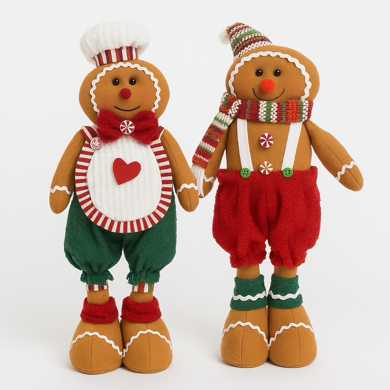 Boneco Biscoito de Natal 42cm com Base de Madeira – Enfeite Decorativo Natalino
