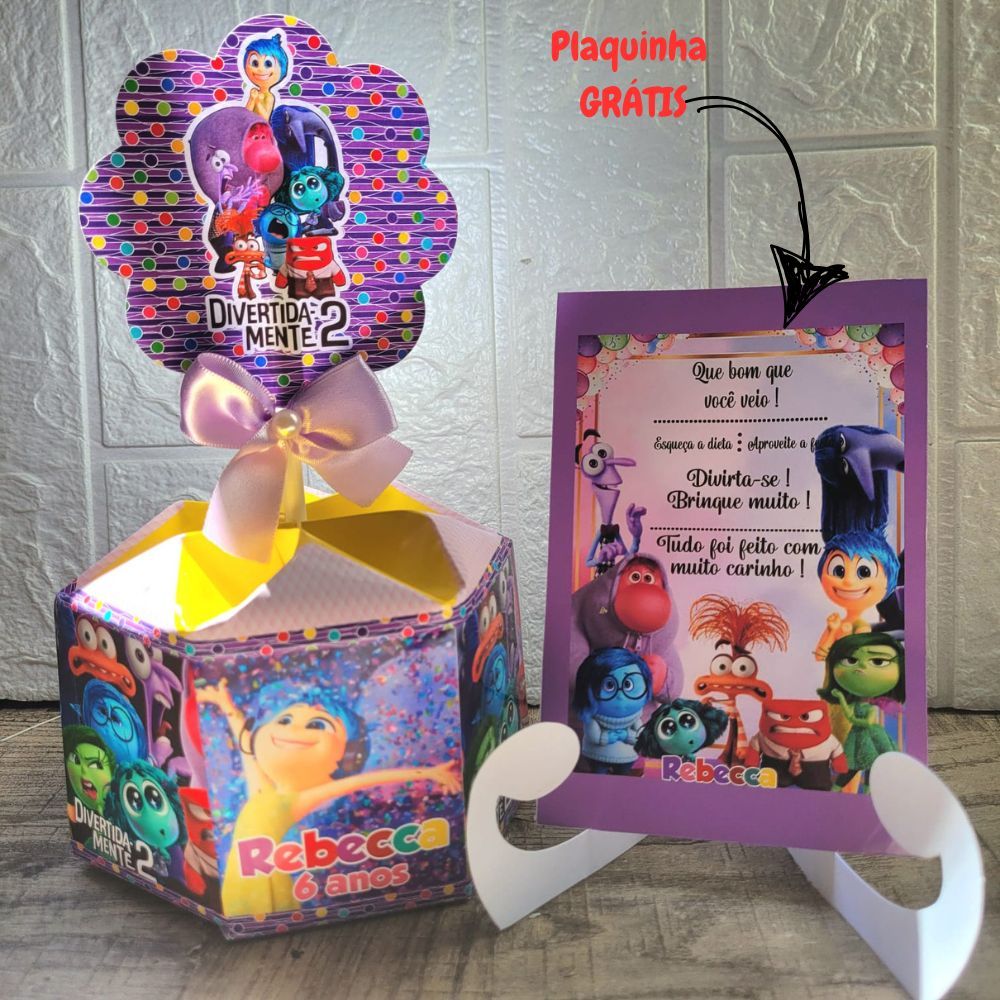 Centro de Mesa Divertidamente 2 + Plaquinha Cachepô Personalizado Arranjo de Festa Infantil Enfeite Aniversário