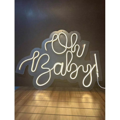 Painel Led Neon " Oh baby " em Acrílico