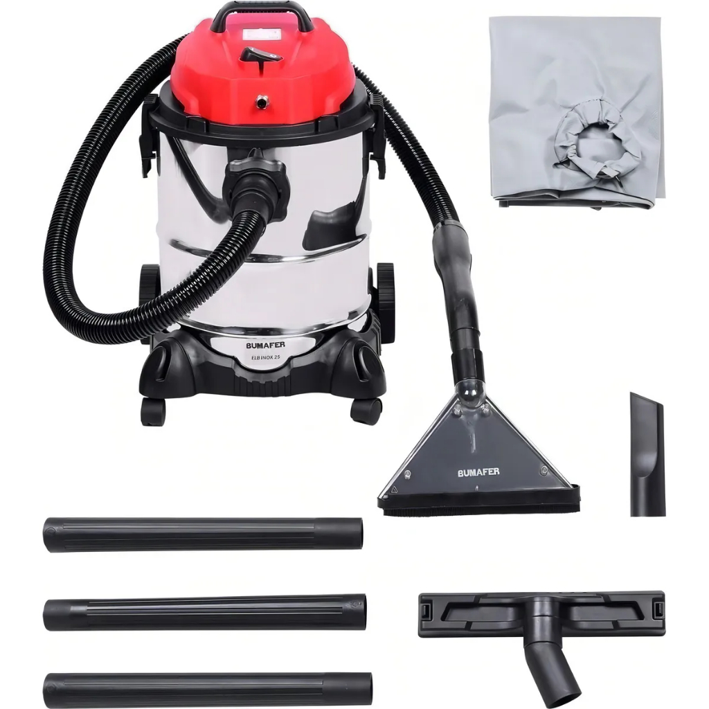 Extrator E Aspirador Profissional Inox 25l 1400w Worker Cor Prateado/Vermelho/Preto