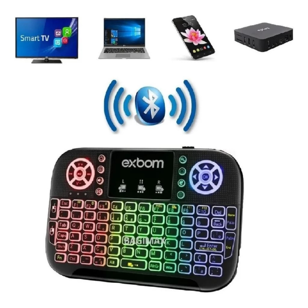 Mini Teclado Controle Sem Fio Led Para Tv Box Smart Tv Pc em Oferta na Shopee