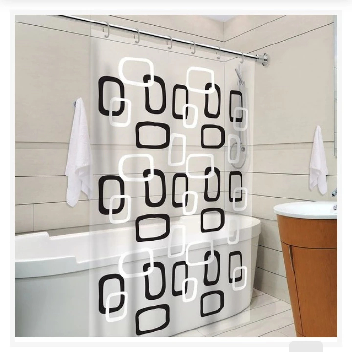 Cortina Box Banheiro Chuveiro PVC com Ganchos – Estampada Ibiza, Antimofo, Resistente | Envio Imediato