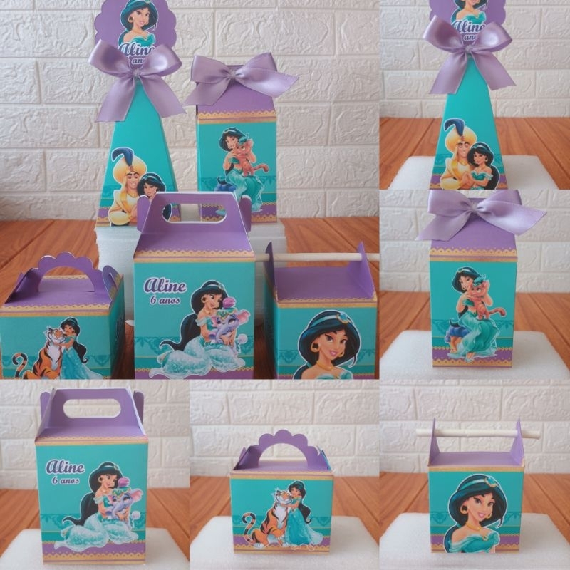 PEGUE E MONTE - Caixinhas Personalizadas Princesa Jasmine para aniversário/Kit Caixinhas Lembrancinhas Festa