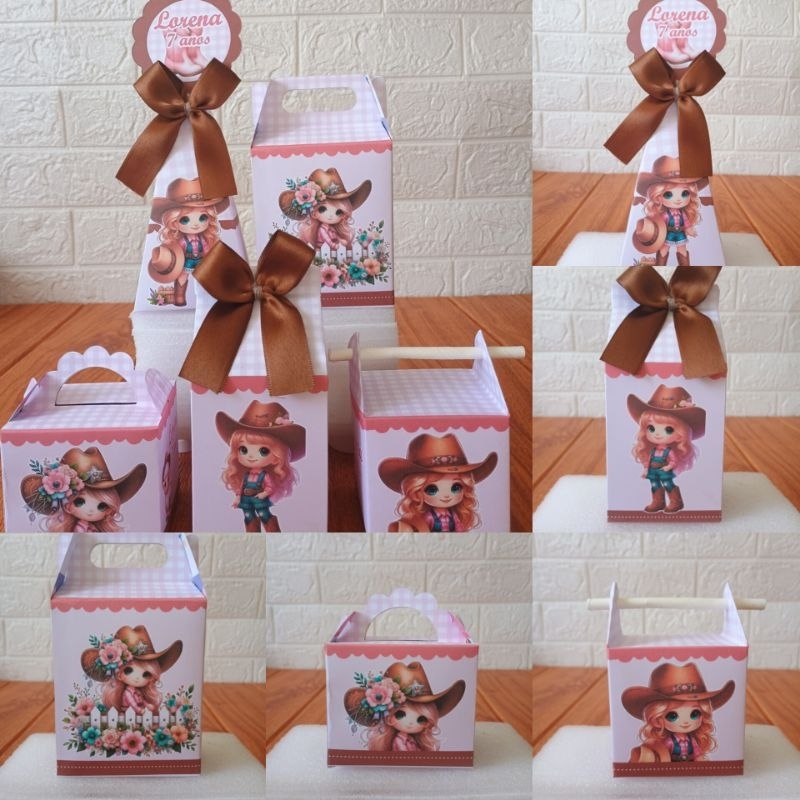 PEGUE E MONTE - Caixinhas Personalizadas Menina Boiadeira para aniversário/ Kit Caixinhas Lembrancinhas Festa