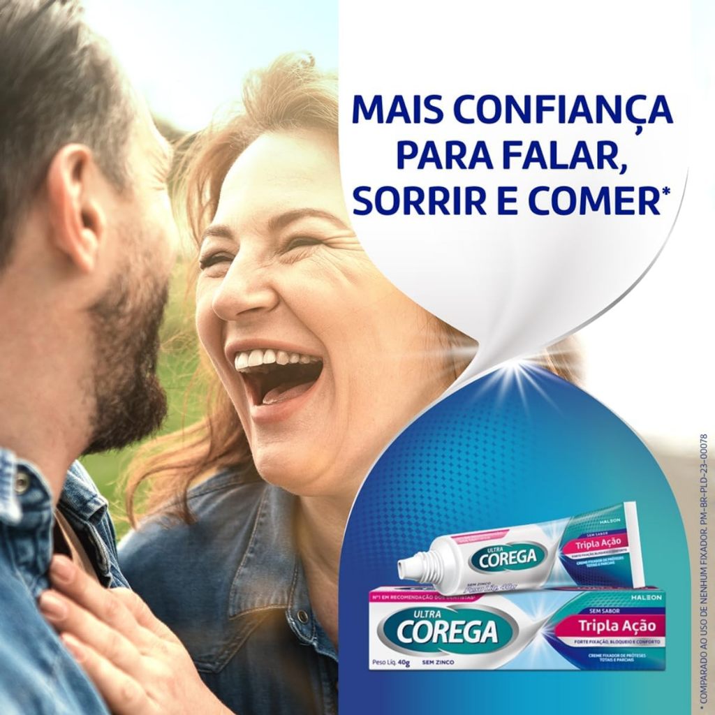 Detalhes do Corega Ultra Creme Fixador Sem Sabor 19g
