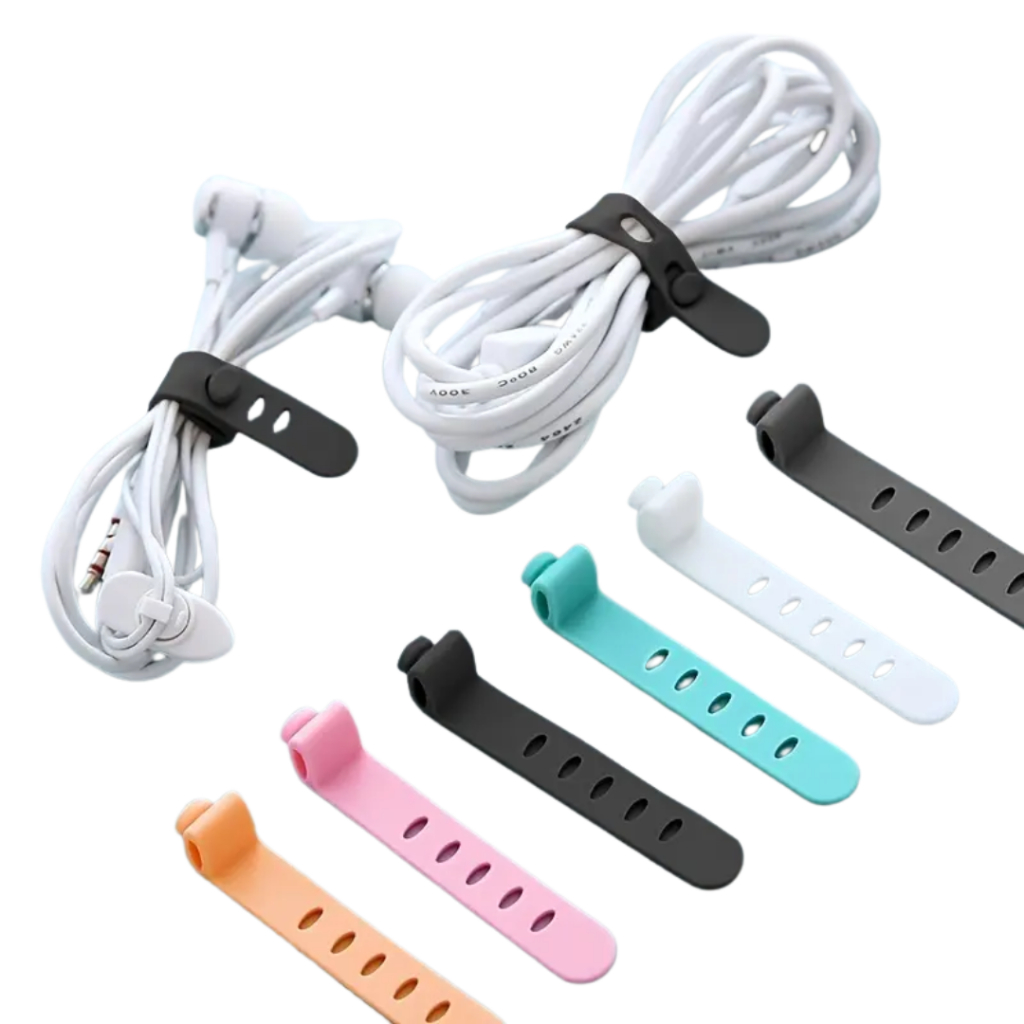 Organizador de tiras de silicone Mantenha seus fones de ouvido, carregadores e cabos