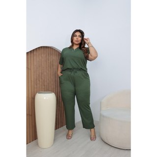 conjunto canelado plus size blusa e calça