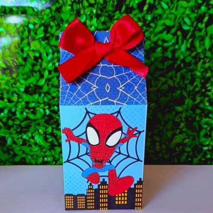 PEGUE E MONTE - Caixa Milk Personalizada Homem Aranha | Kit Festa Infantil 10 a 50 un | Lembrancinha Aniversário