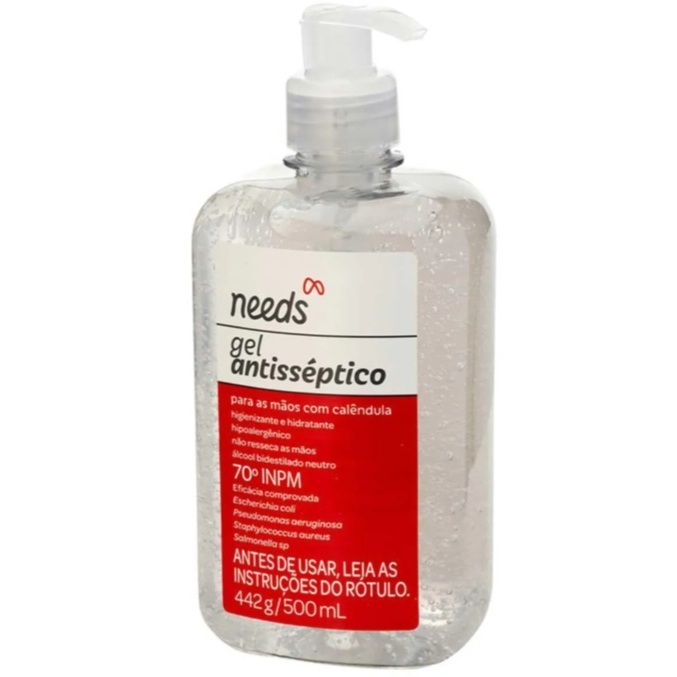 Álcool em Gel 70% Antisséptico com Calêndula Needs 500ml