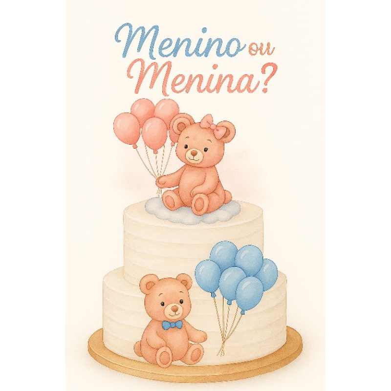 ENVIO IMEDIATO - Topo de bolo Chá Revelação- Decoração de bolo - Topper para Bolo - Decoração