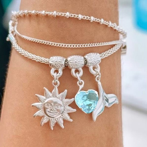 Pulseira patuá mar banhada à prata 925 em Oferta na Shopee