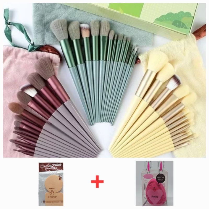 kit 13 peças pincéis para maquiagem + 2 kit de esponjas para maquiagem + 1 esponja formato coxinha
