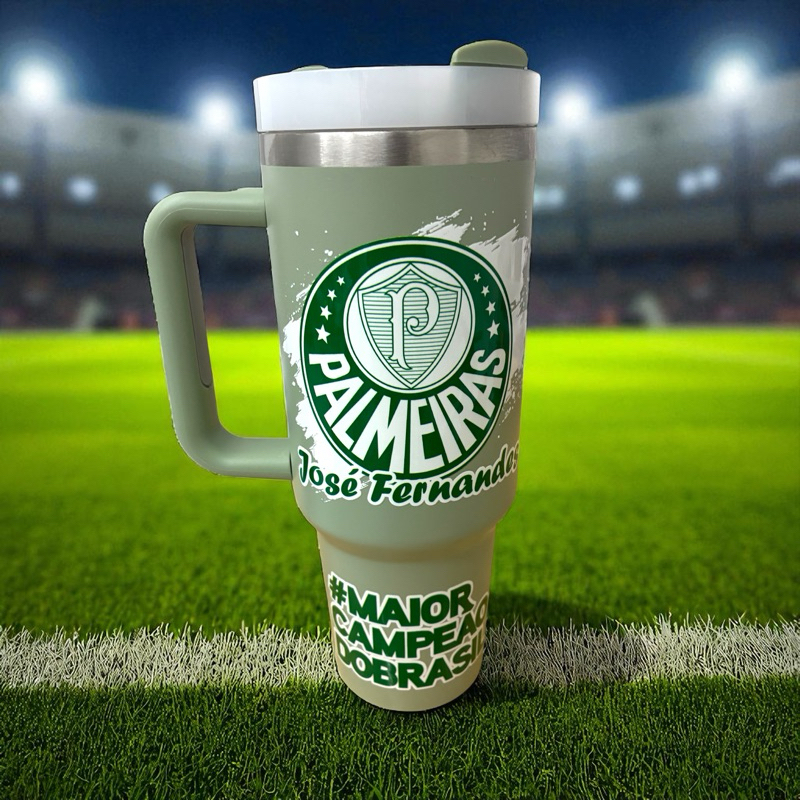 Copo Garrafa Térmico 1200ml Palmeiras Personalizado com Nome