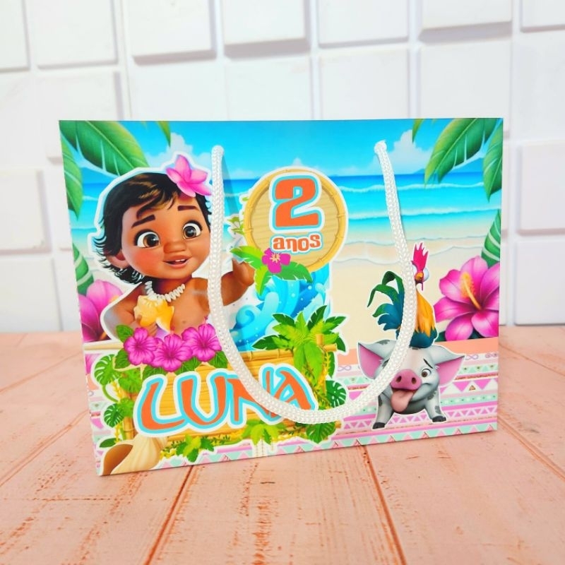 Sacolinha G Personalizada Moana Baby Lembrancinha de Aniversário Festa Infantil