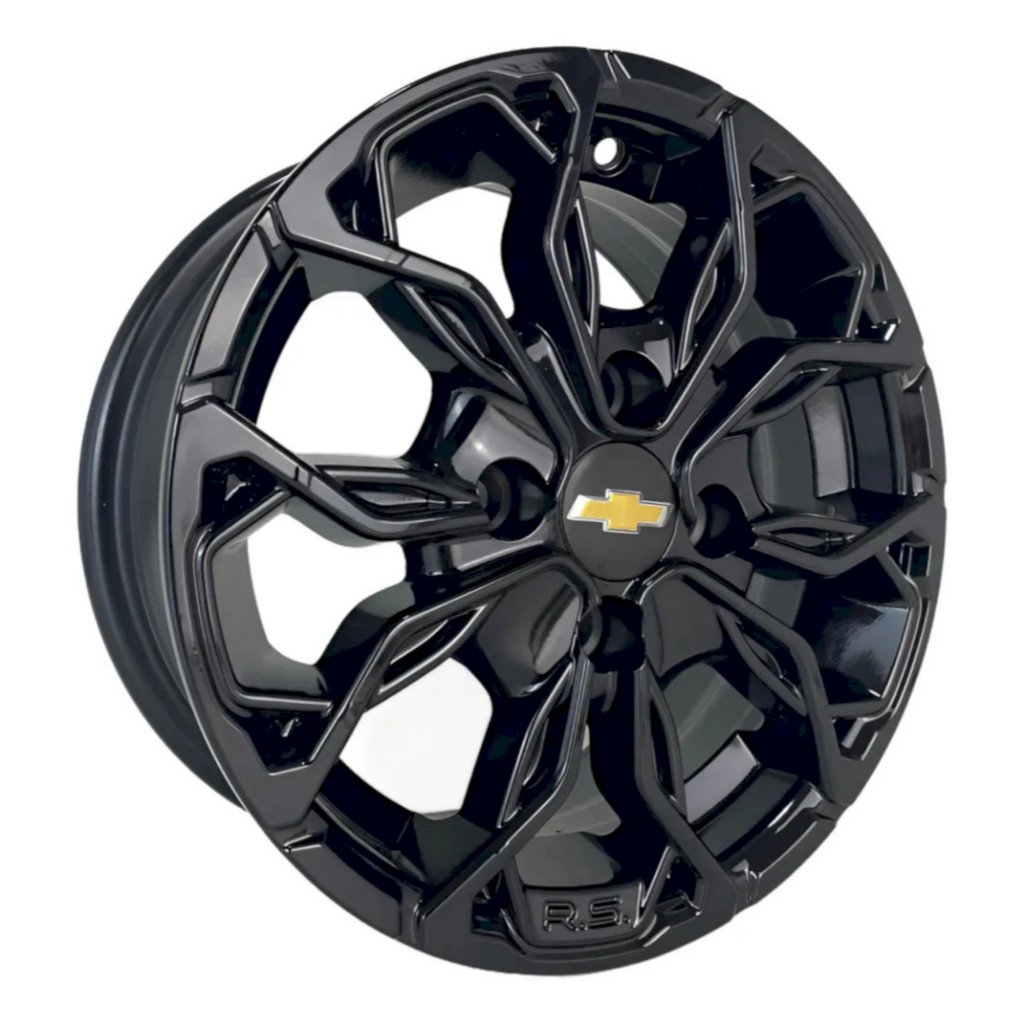 Kit 4 Rodas Aro 13 4x100 Celta Monza Corsa Classic Bicos de Brinde Black Piano M16