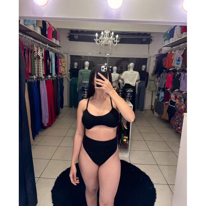 Biquíni Hot Pants Cintura Alta Várias Cores em Oferta na Shopee