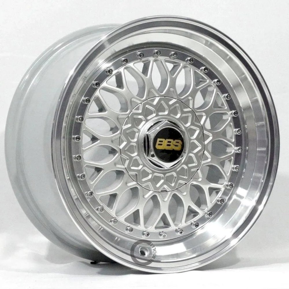 Kit 2 Rodas Bbs Rs Aro 15 Tala 7 4x100 4x108 Borda Gts Prata Diamantada Bicos de Brinde M17