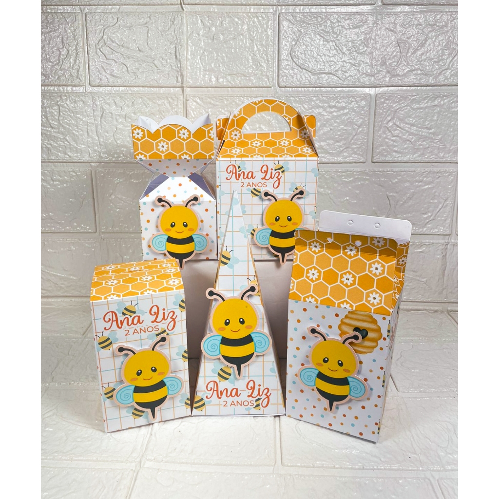 Kit Personalizados Abelhinha Lembrancinhas Caixinhas para Festa De Aniversário