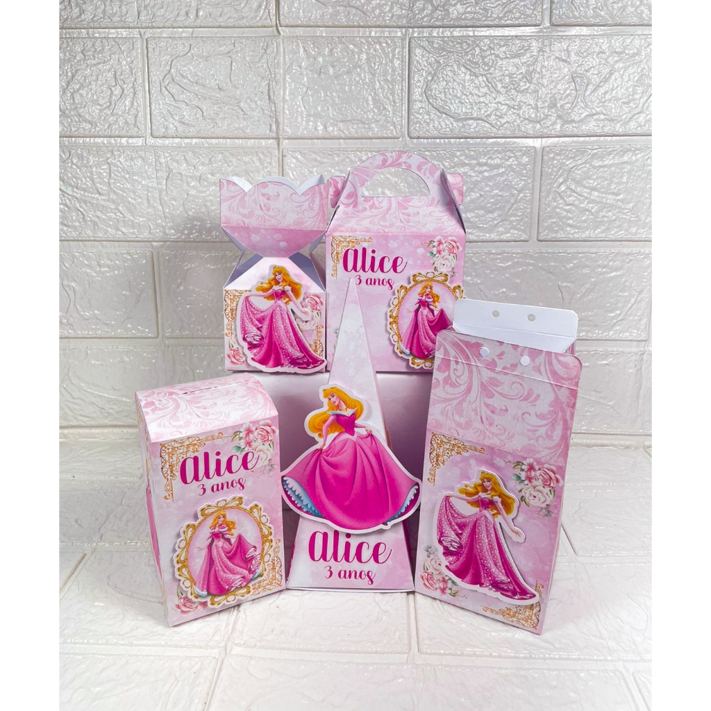 Kit Personalizados Bela Adormecida - Princesa Aurora Lembrancinhas Caixinhas para Festa De Aniversário