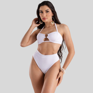 Biquini Feminino Hot Pants Suplex Argola De Amarrar Cintura Alta Moda Praia Top