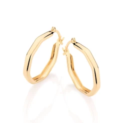 Brinco Argola Octagomal Rommanel Feminina Dourada Banhado Ouro 18k 520903