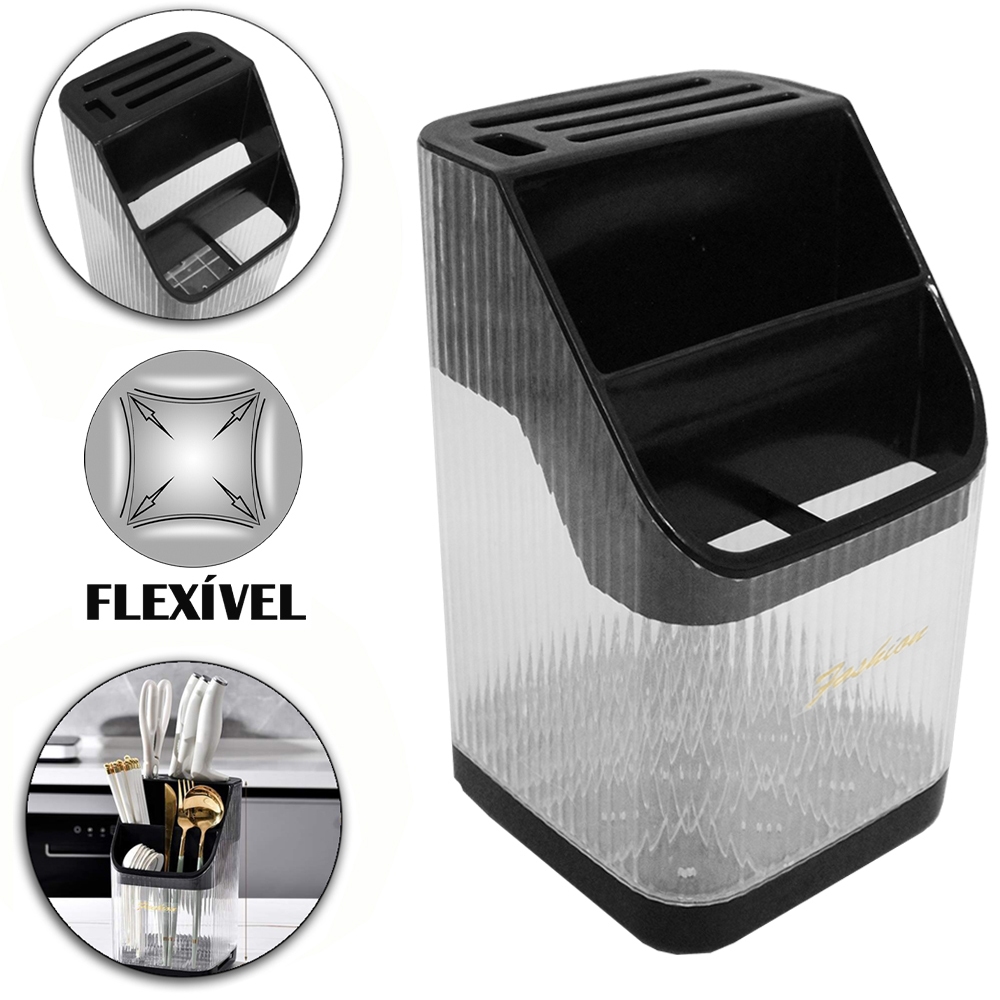 PORTA TALHER / ESCORREDOR DE TALHER DE PLASTICO PET FLEXIVEL RETANGULAR