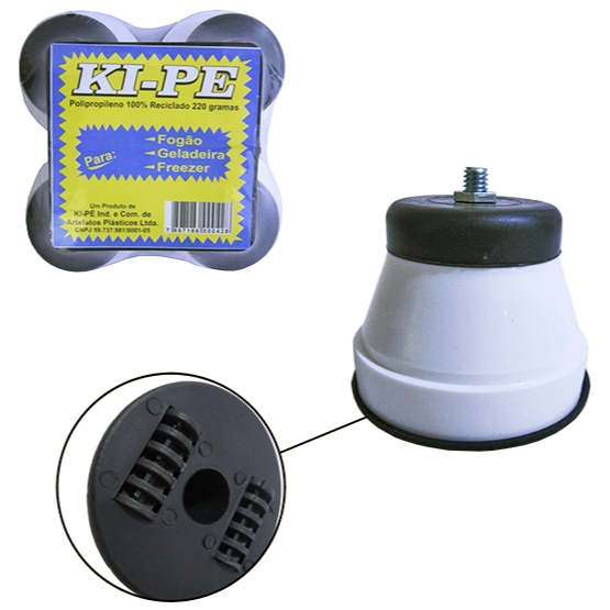 PE DE PLASTICO REDONDO PARA FOGAO / GELADEIRA BRANCO COM 4 PECAS