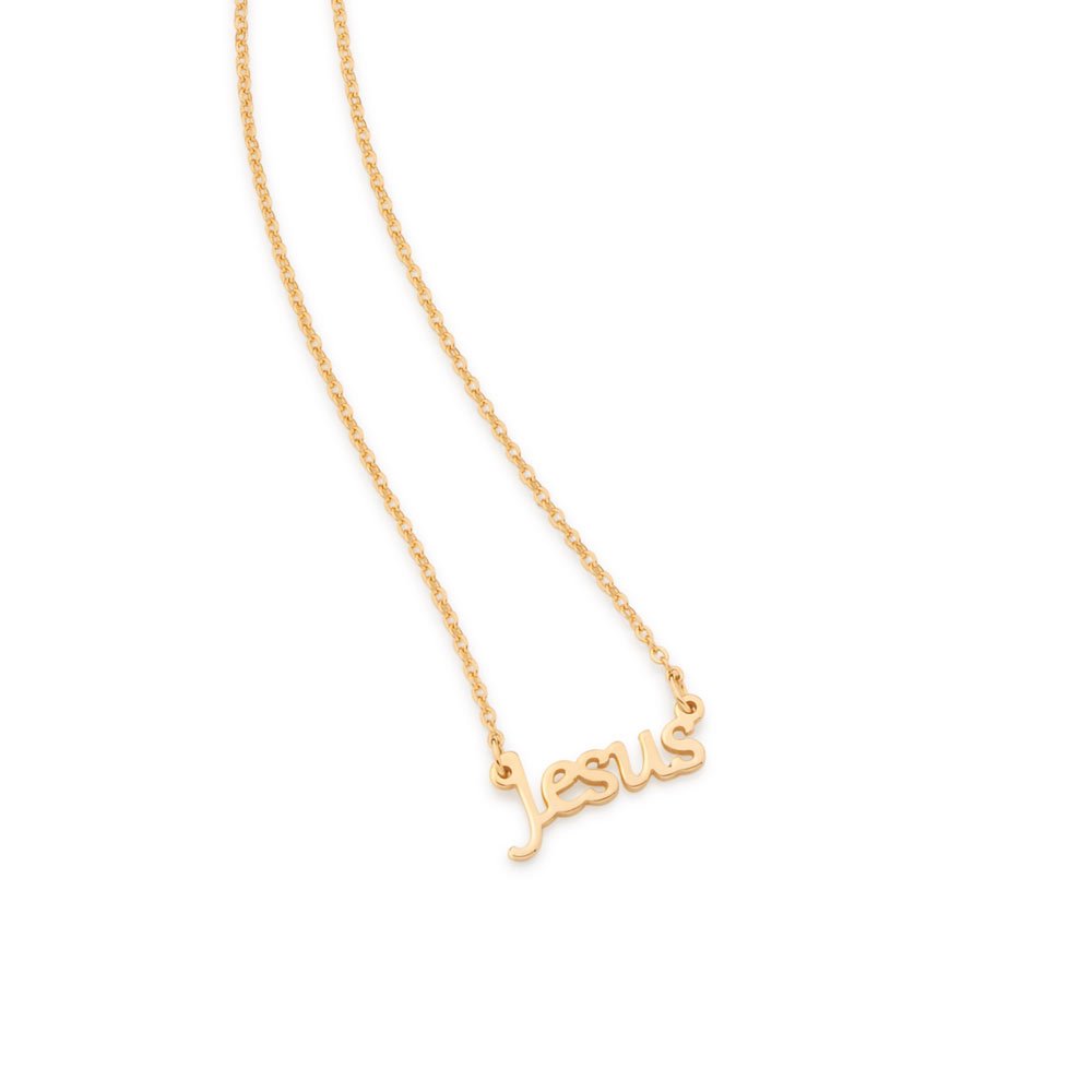 Gargantilha Banhada a Ouro 18k Escrito Jesus 531843 em Oferta na Shopee