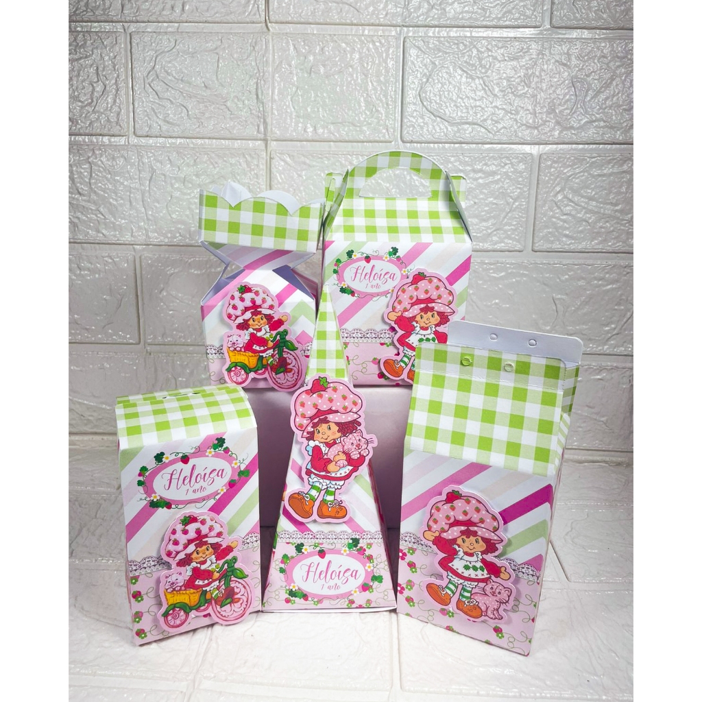 Kit Personalizados Moranguinho Vintage Lembrancinhas Caixinhas para Festa De Aniversário