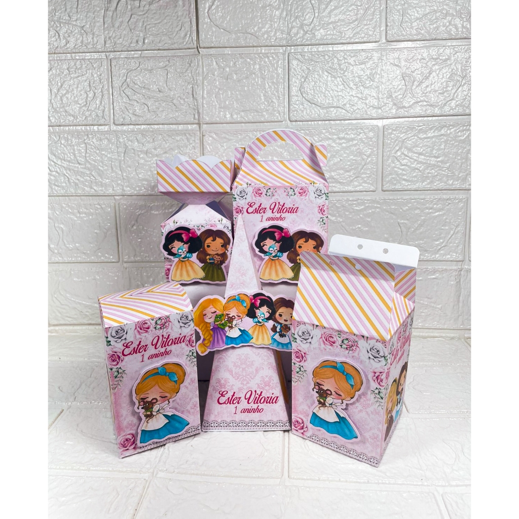 Kit Personalizados Princesas Disney Cute Lembrancinhas Caixinhas para Festa De Aniversário
