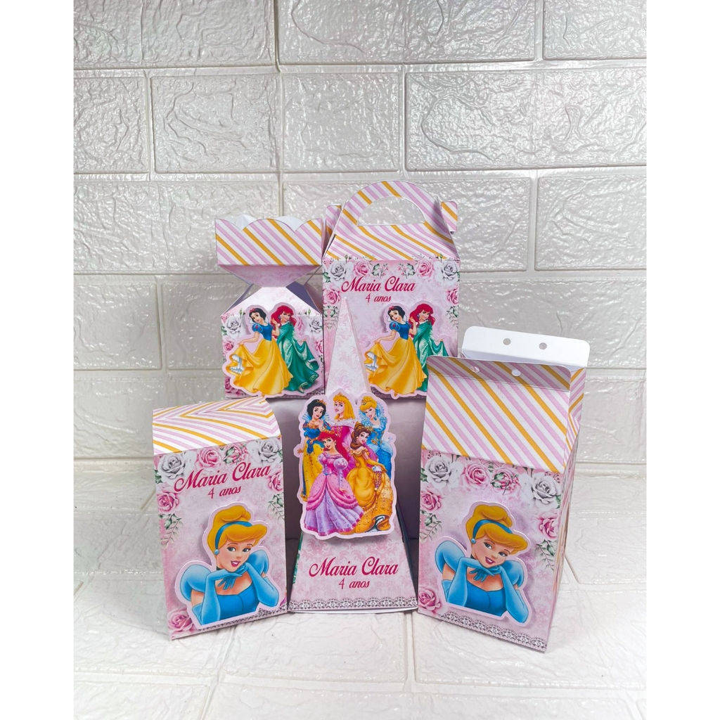 Kit Personalizados Princesas Disney Lembrancinhas Caixinhas para Festa De Aniversário