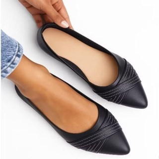 Sapatilha Feminina Bico Fino Cruzado Confortável Sapatilha Preta Social Sapato Feminino Trabalho Sapatilha Classique em Oferta na Shopee