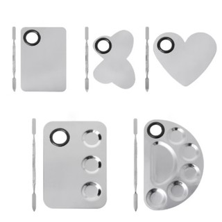 Paleta De Tinta De Aço Inoxidável Bandeja Mixing Rod Espátula Set Para Nail Art Abastecim…