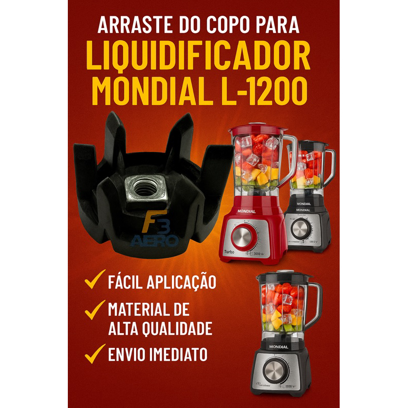 2x Arraste Acoplamento do Copo Liquidificador Mondial L-1200 Turbo Inox