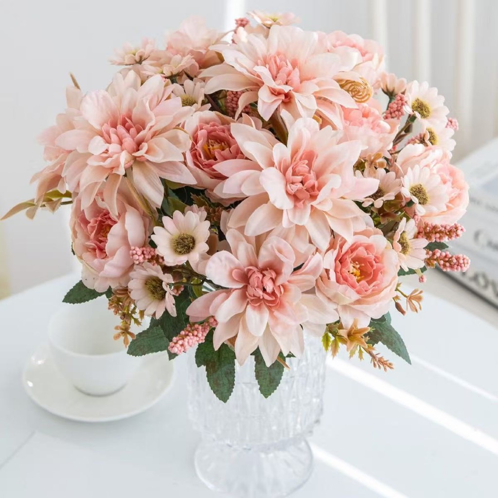 Buquê artificial de Dahlia Wedding Home Decoration Flowers--2759